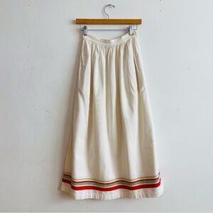 Vintage Ralph Lauren Blue Label Skirt White Cotton Madras Striped 80s 90s Rare